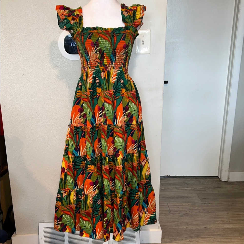O.P.T Lazy Afternoon Tropical Print Midi Dress size Small Torpical Midi Dress - Picture 4 of 13
